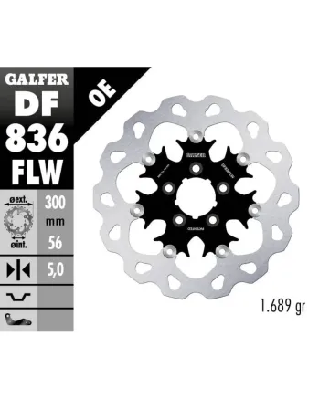 Плаващ преден спирачен диск Galfer WAVE FLOATING (C. STEEL) 300x5mm DF836FLW