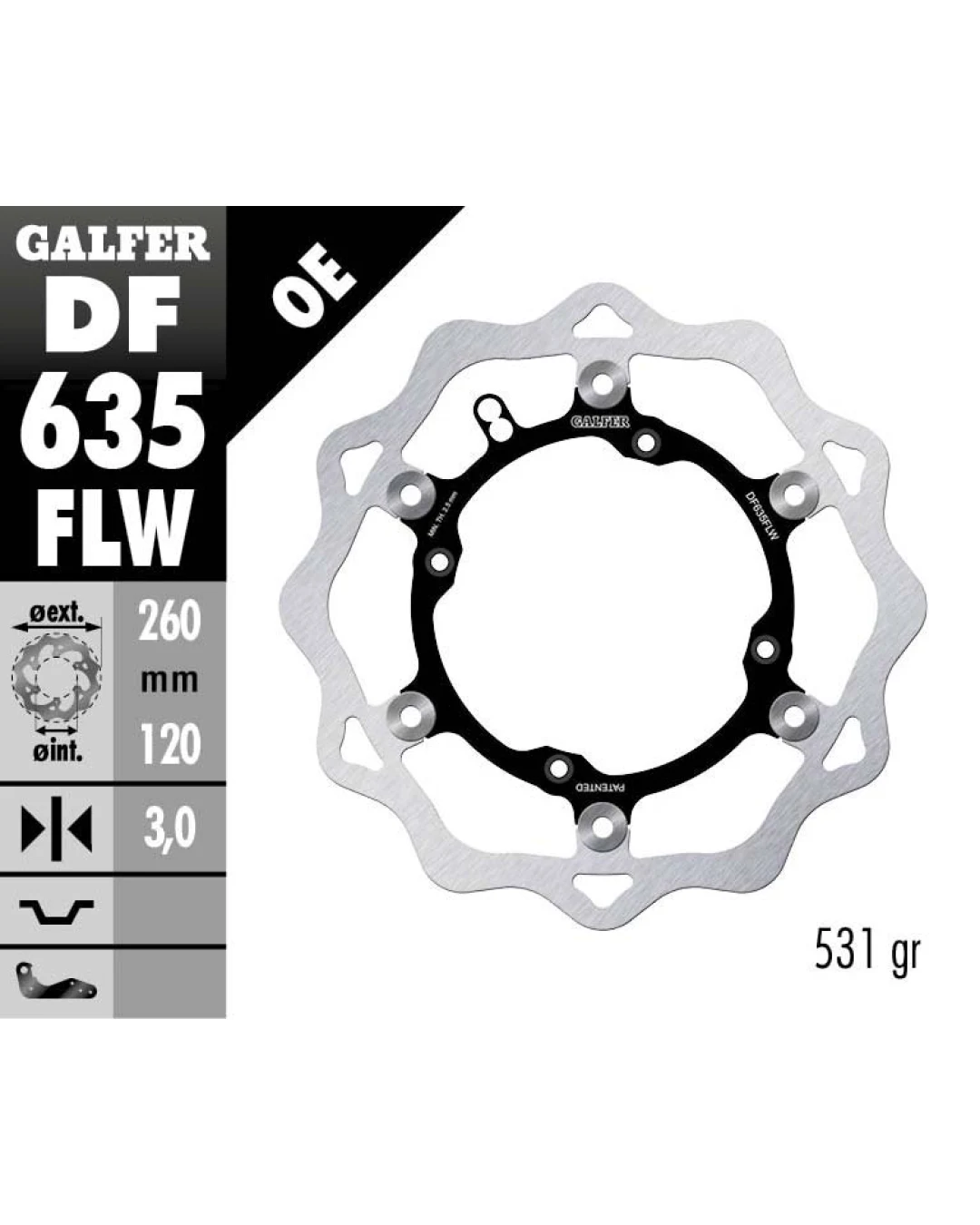 Плаващ преден спирачен диск Galfer WAVE FLOATING (C. STEEL) DF635FLW