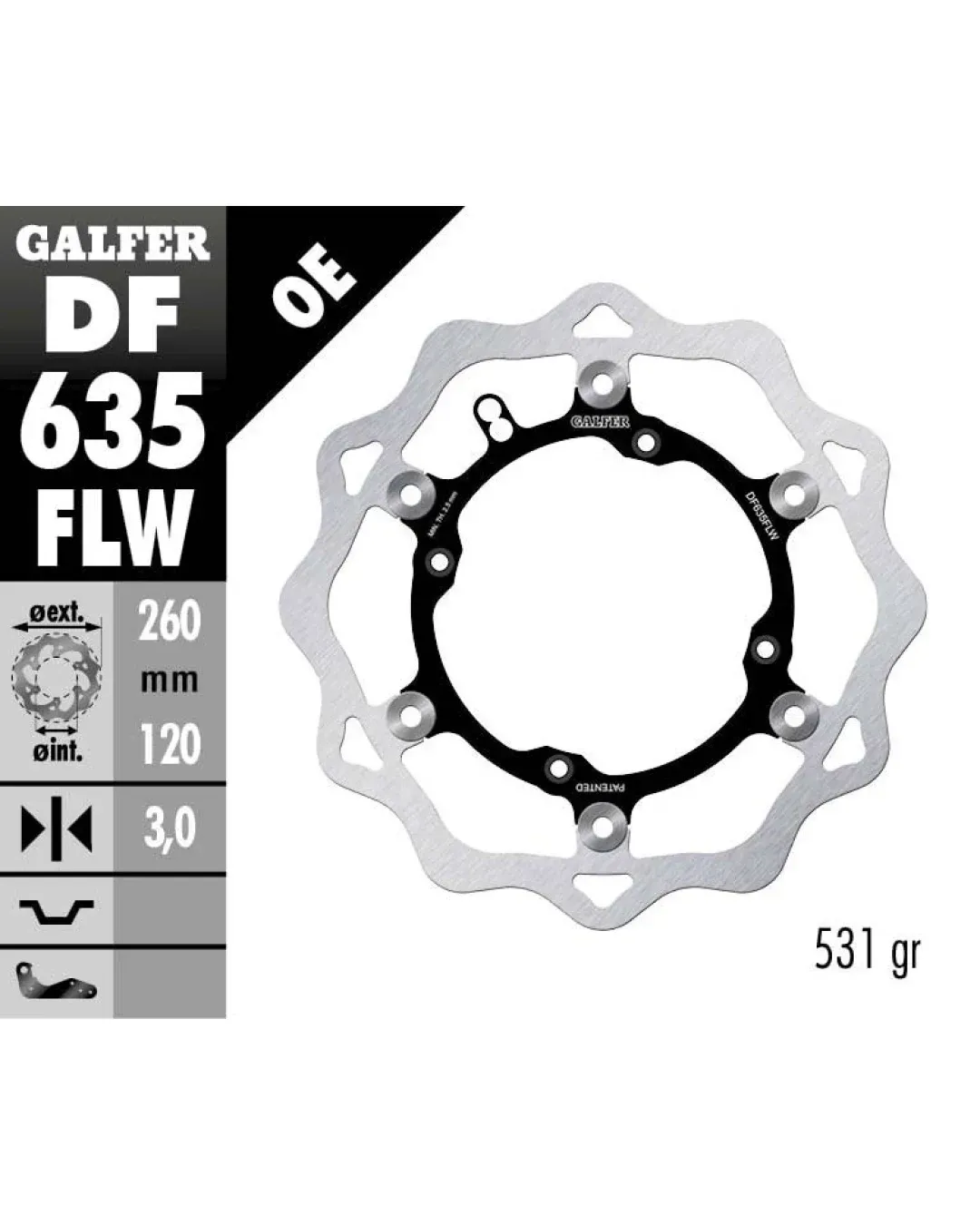 Плаващ преден спирачен диск Galfer WAVE FLOATING (C. STEEL) DF635FLW