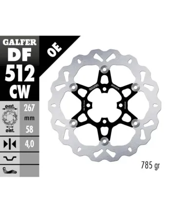 Плаващ преден спирачен диск Galfer WAVE FLOATING COMPLETE (C. ALU.) 267x4mm DF512CW