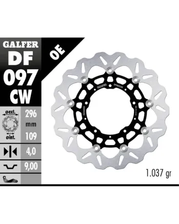 Плаващ преден спирачен диск Galfer WAVE FLOATING COMPLETE (C. ALU.) 296x4mm DF097CW