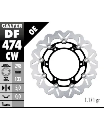 Плаващ преден спирачен диск Galfer WAVE FLOATING COMPLETE (C. ALU.) 298x5mm DF474CW