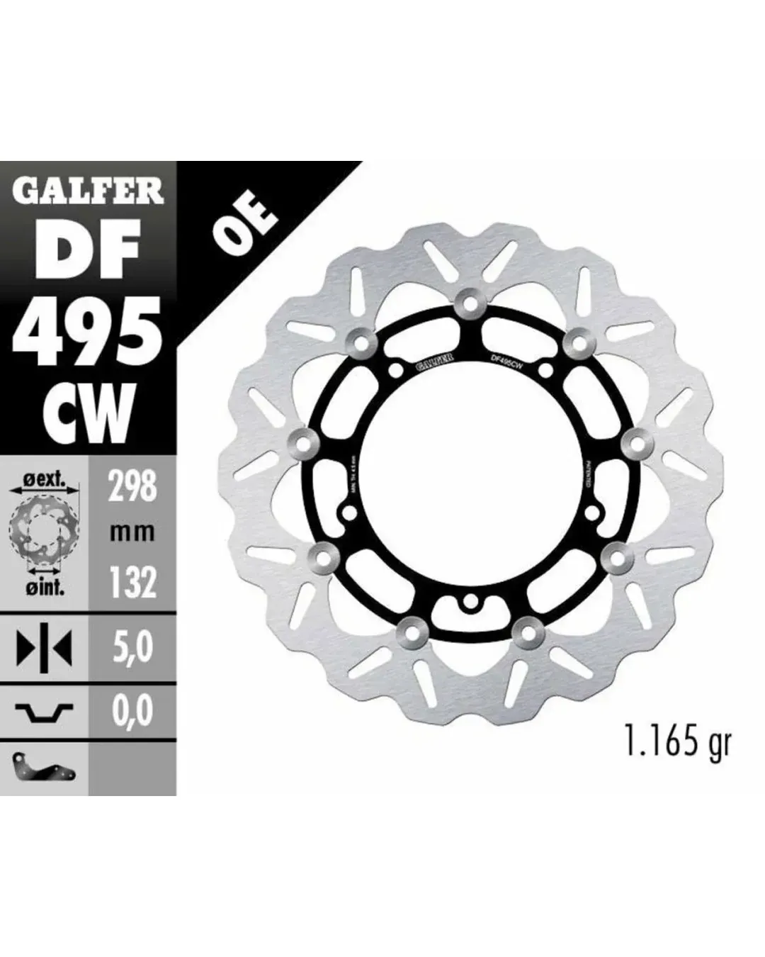 Плаващ преден спирачен диск Galfer WAVE FLOATING COMPLETE (C. ALU.) 298x5mm DF495CW