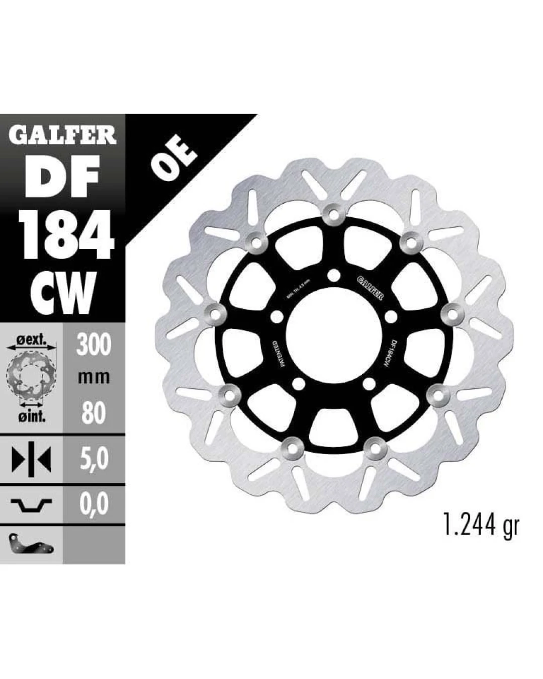 Плаващ преден спирачен диск Galfer WAVE FLOATING COMPLETE (C. ALU.) 300x5mm DF184CW