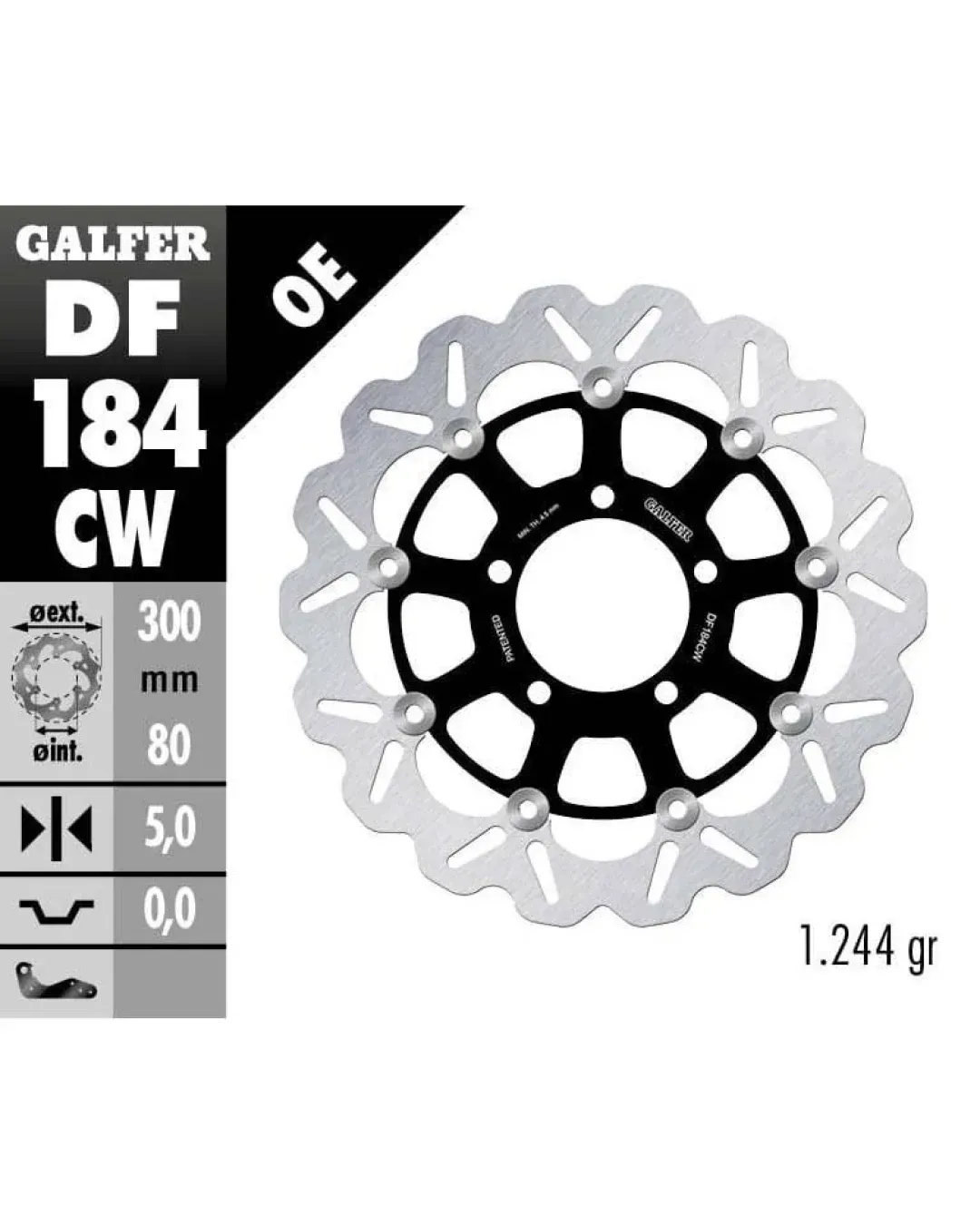 Плаващ преден спирачен диск Galfer WAVE FLOATING COMPLETE (C. ALU.) 300x5mm DF184CW