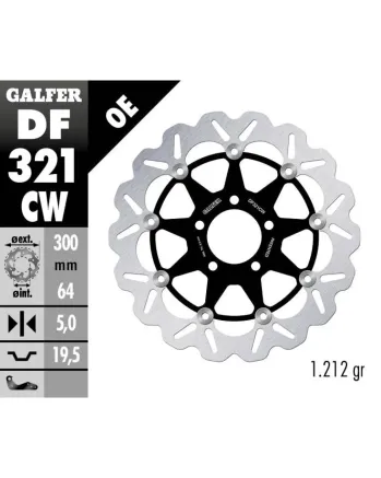 Плаващ преден спирачен диск Galfer WAVE FLOATING COMPLETE (C. ALU.) 300x5mm DF321CW
