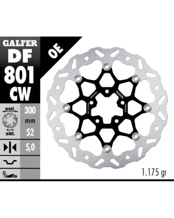 Плаващ преден спирачен диск Galfer WAVE FLOATING COMPLETE (C. ALU.) 300x5mm  DF801CW
