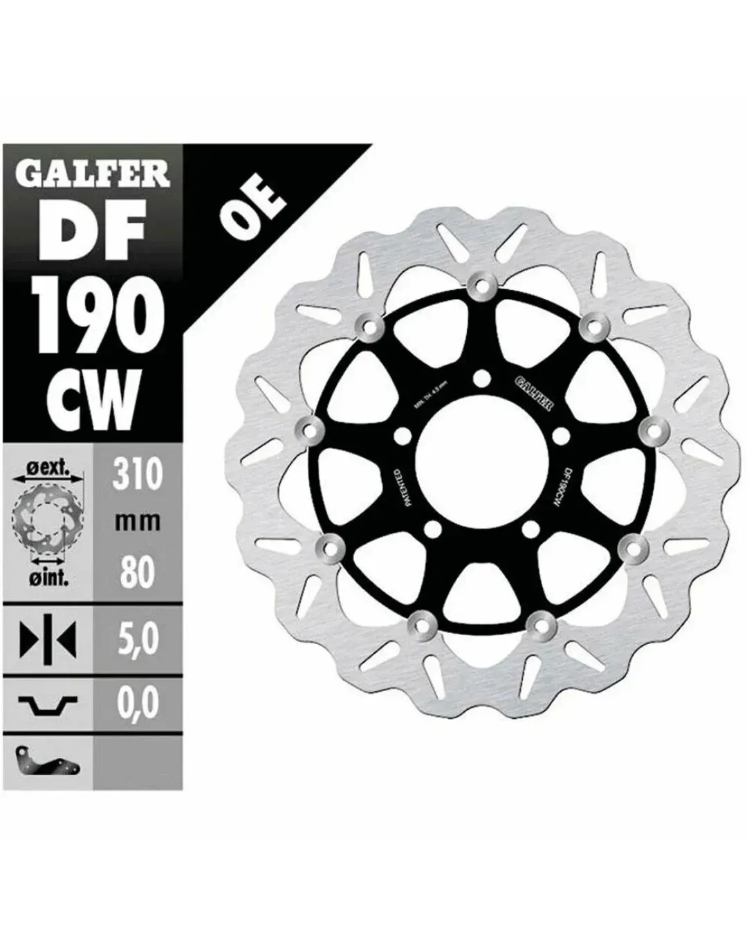 Плаващ преден спирачен диск Galfer WAVE FLOATING COMPLETE (C. ALU.) 310x5mm DF190CW