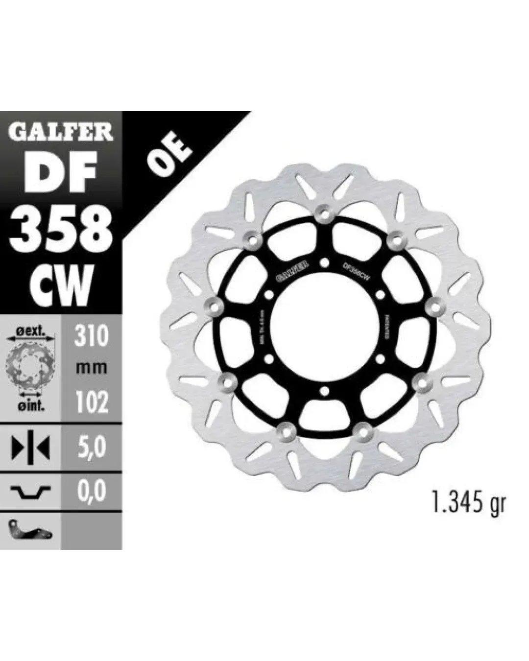 Плаващ преден спирачен диск Galfer WAVE FLOATING COMPLETE (C. ALU.) 310x5mm DF358CW