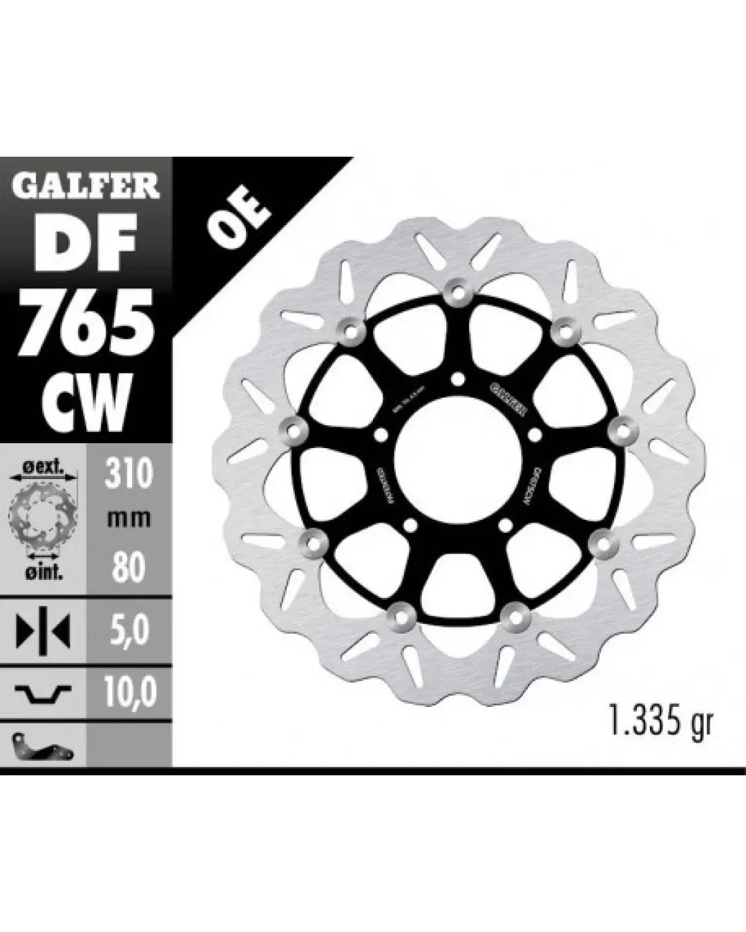 Плаващ преден спирачен диск Galfer WAVE FLOATING COMPLETE (C. ALU.) 310x5mm DF765CW