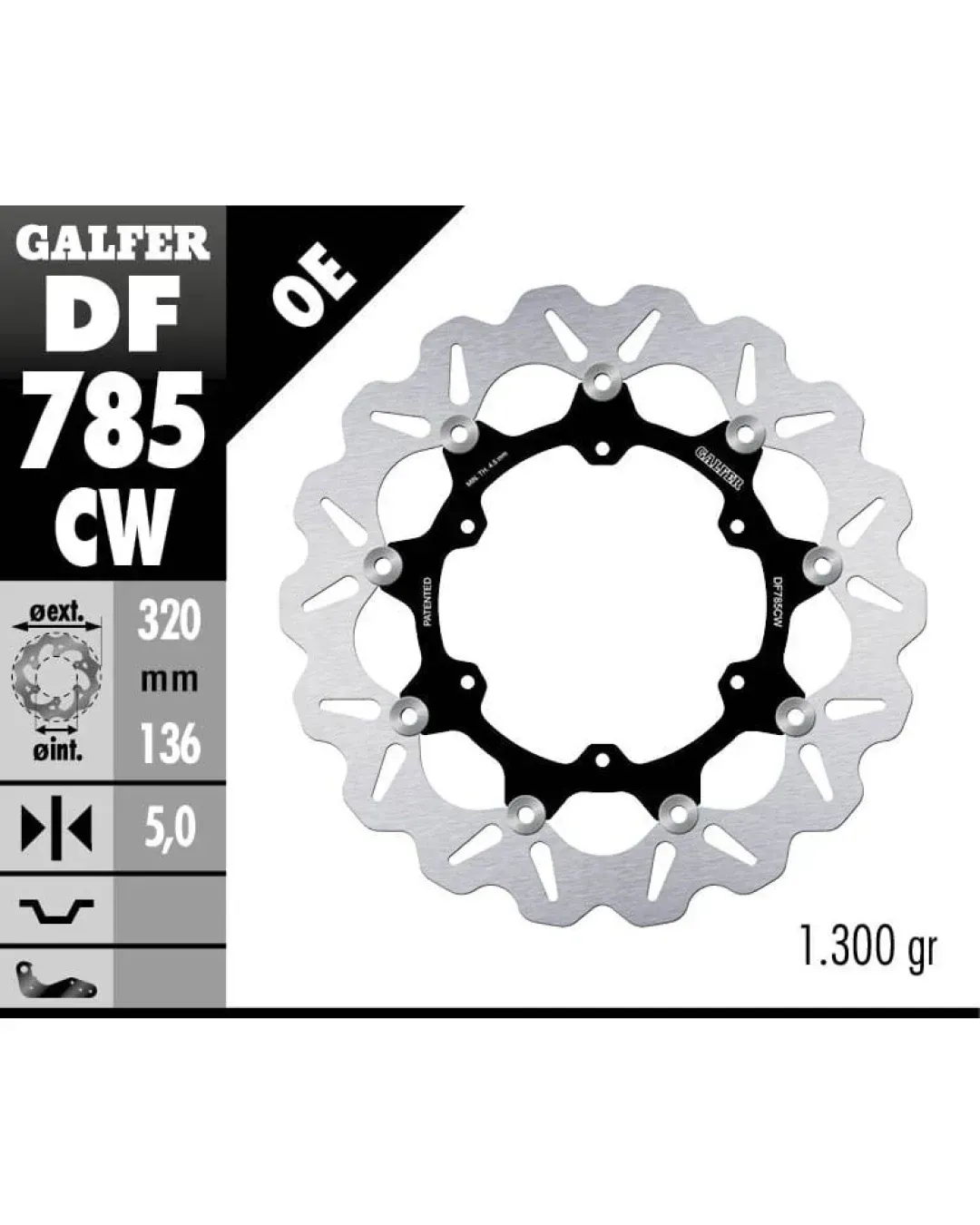 Плаващ преден спирачен диск Galfer WAVE FLOATING COMPLETE (C. ALU.) 320x5m DF785CW