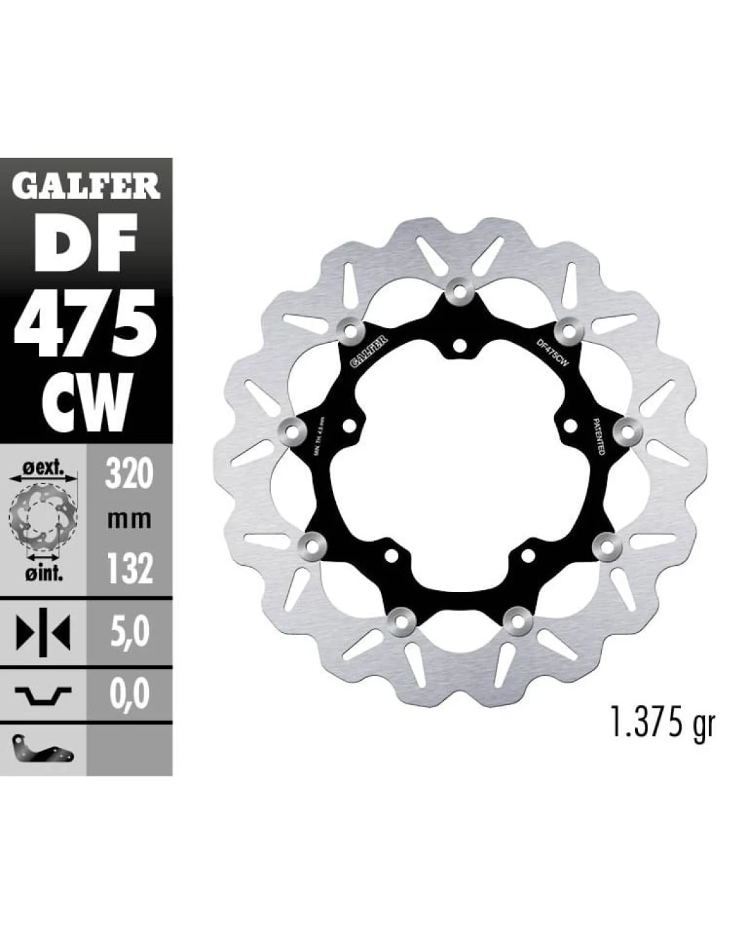 Плаващ преден спирачен диск Galfer WAVE FLOATING COMPLETE (C.ALU.) 320x5mm DF475CW