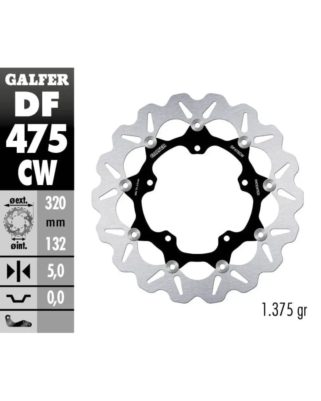 Плаващ преден спирачен диск Galfer WAVE FLOATING COMPLETE (C.ALU.) 320x5mm DF475CW