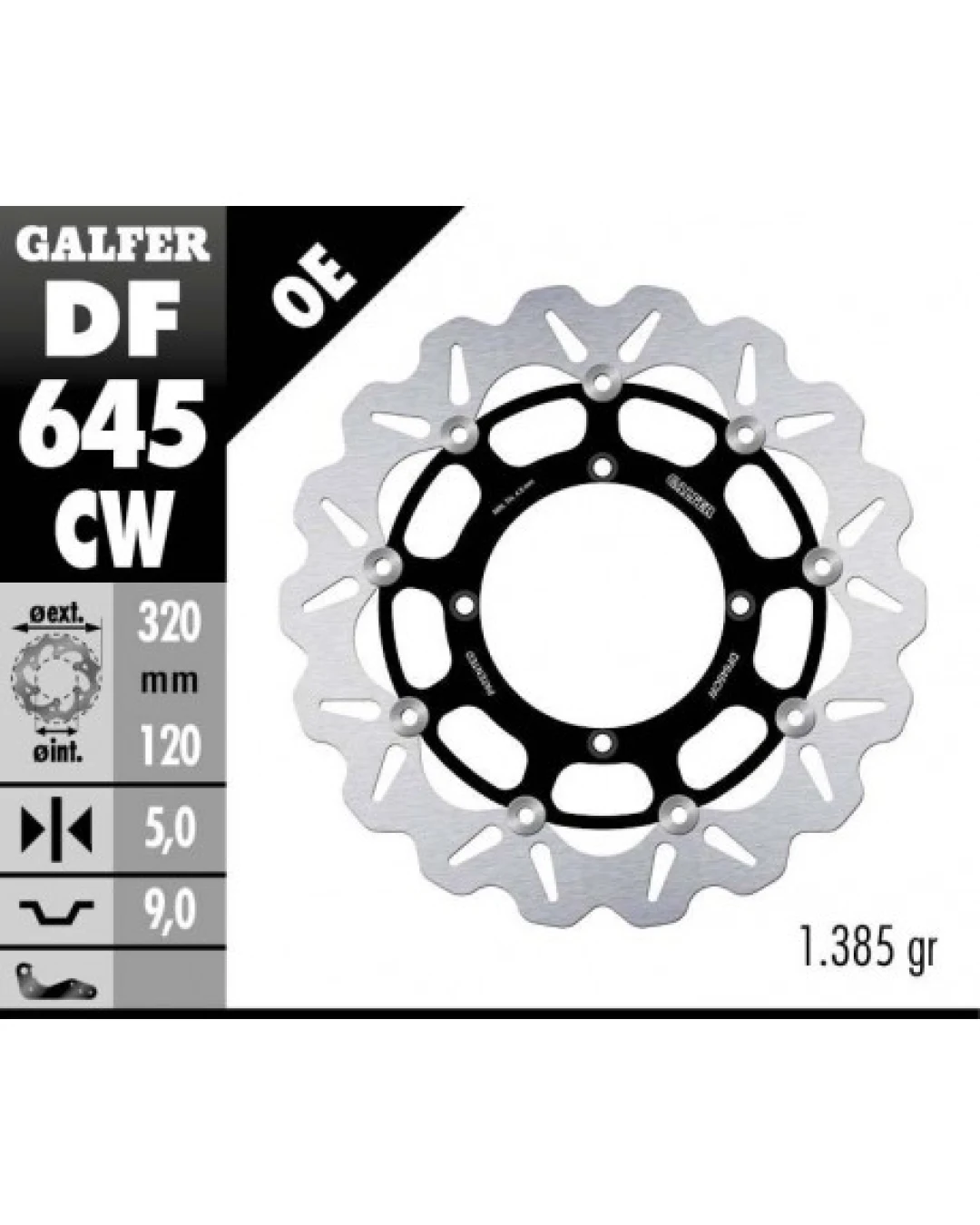 Плаващ преден спирачен диск Galfer WAVE FLOATING COMPLETE (C. ALU.) 320x5mm DF645CW
