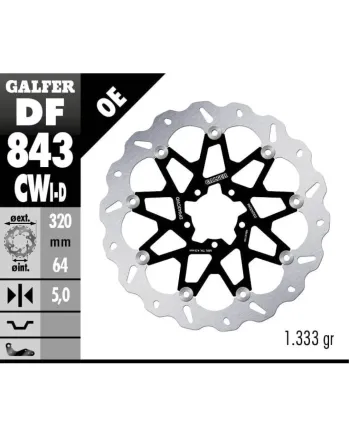 Плаващ преден спирачен диск Galfer WAVE FLOATING COMPLETE (C. ALU.) 320x5mm DF843CWD