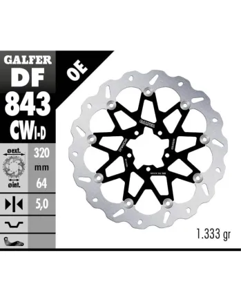 Плаващ преден спирачен диск Galfer WAVE FLOATING COMPLETE (C. ALU.) 320x5mm DF843CWI