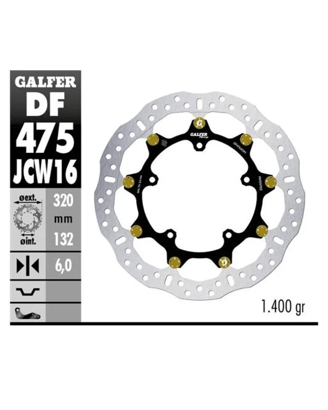 Плаващ преден спирачен диск Galfer WAVE FLOATING RACING 320x5mm DF475JCW160G03