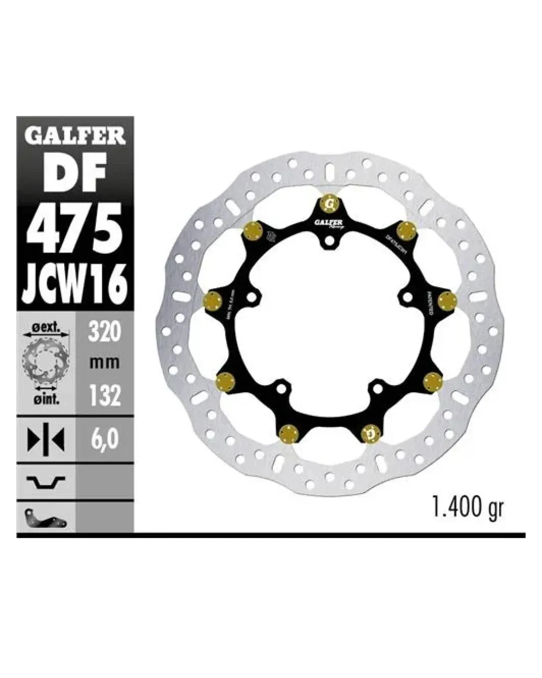 Плаващ преден спирачен диск Galfer WAVE FLOATING RACING 320x5mm DF475JCW160G03