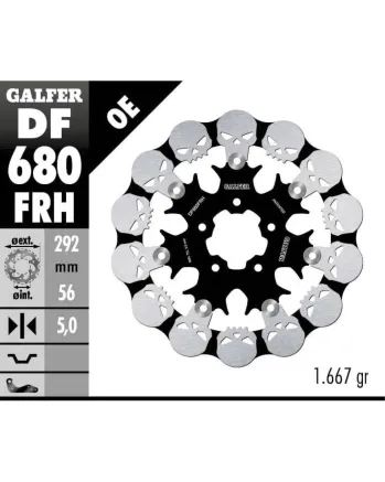 Плаващ преден спирачен диск Galfer WAVE SKULL DESIGN FLOATING (C. STEEL) 292x5mm DF680FRH