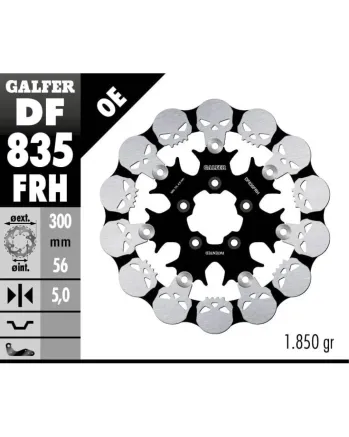 Плаващ преден спирачен диск Galfer WAVE SKULL DESIGN FLOATING (C. STEEL) 300x5mm DF835FRH