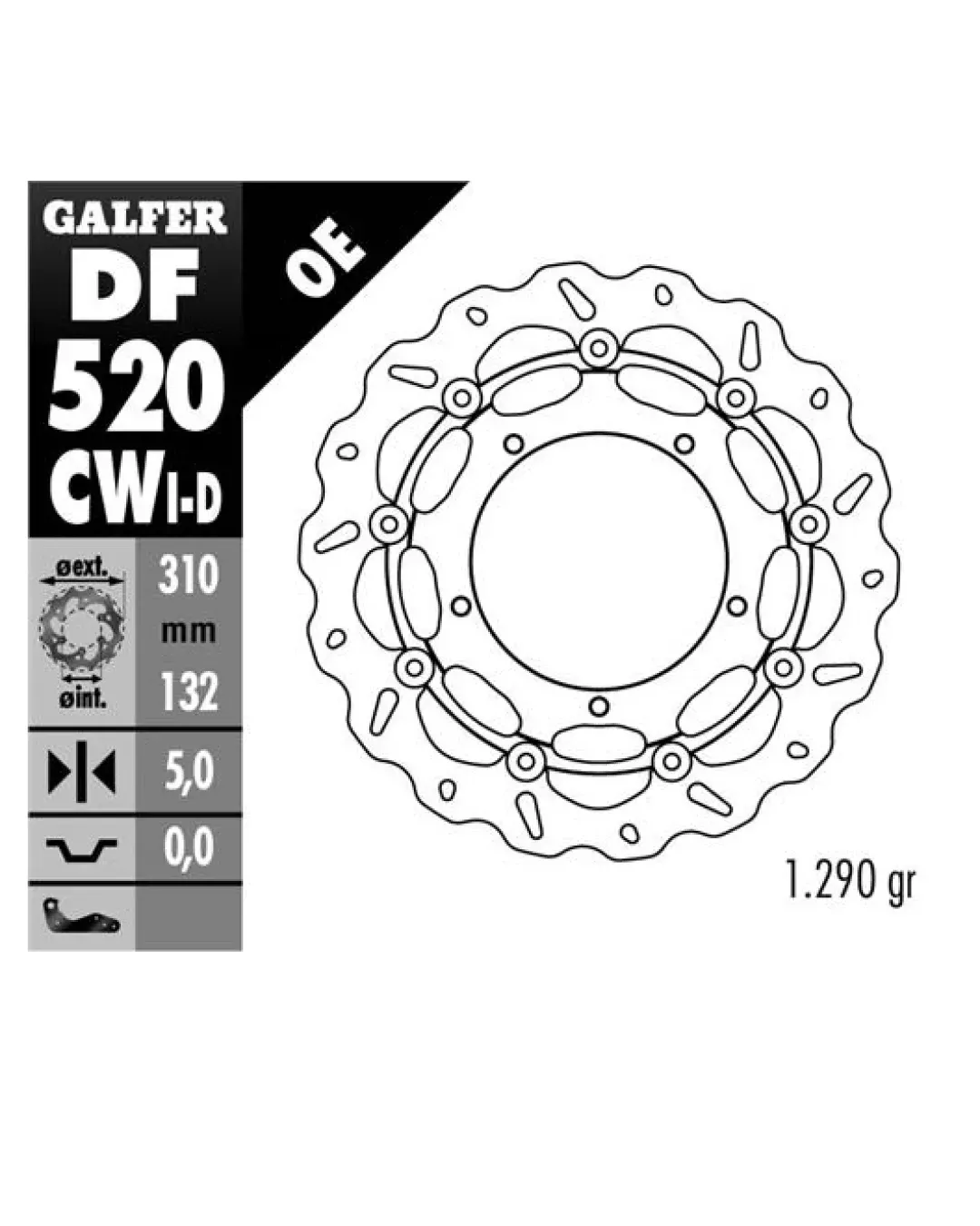 Плаващ заден спирачен диск Galfer WAVE DISC FLOATING COMPLETE LEFT 310X5MM DF520CWI