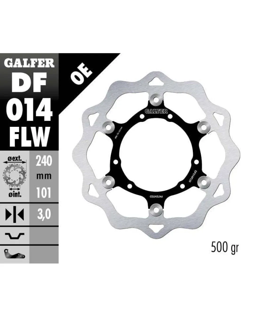 Плаващ заден спирачен диск Galfer WAVE FLOATING (C. STEEL) 240x3mm DF014FLW
