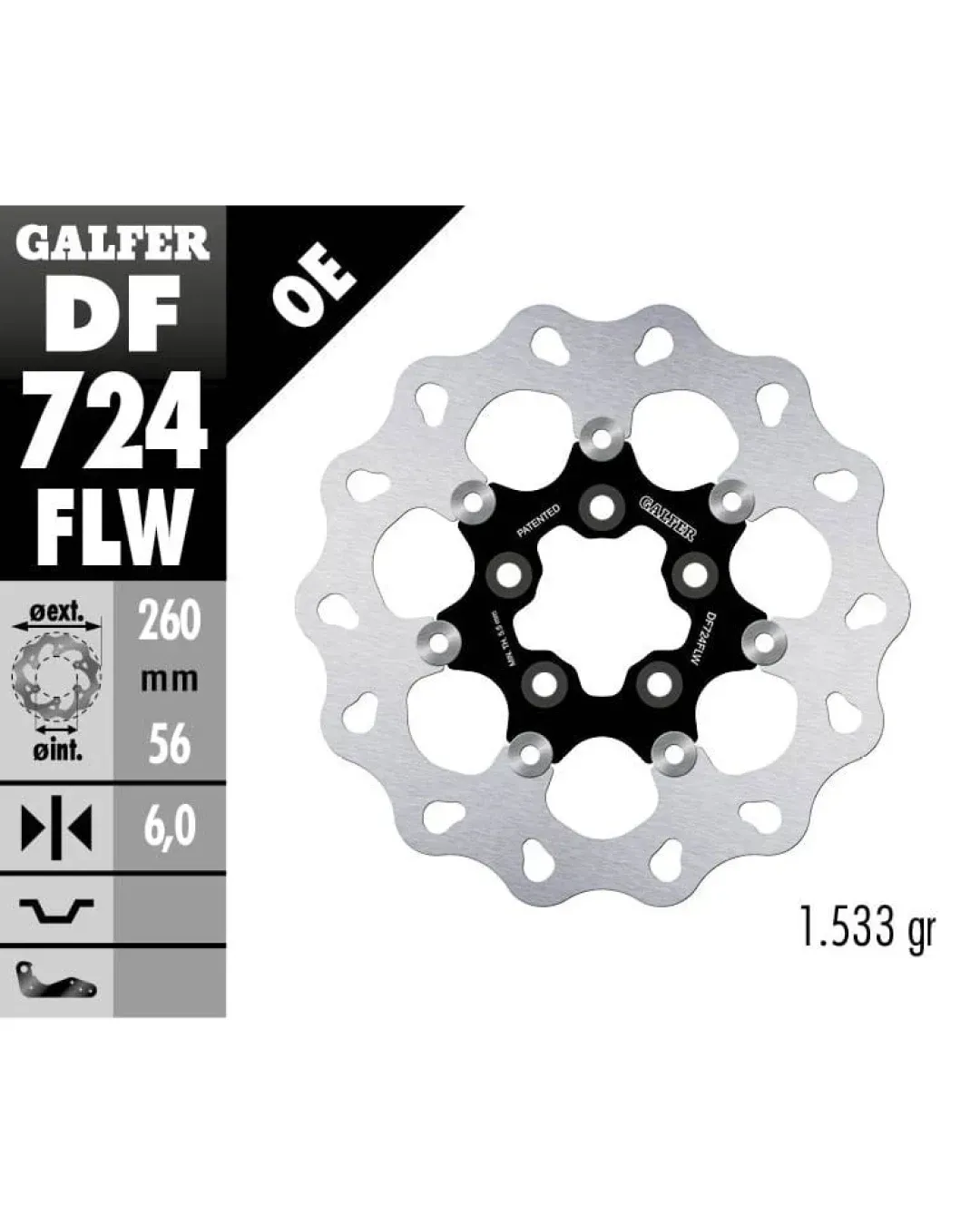 Плаващ заден спирачен диск Galfer WAVE FLOATING (C. STEEL) 260x6mm DF724FLW