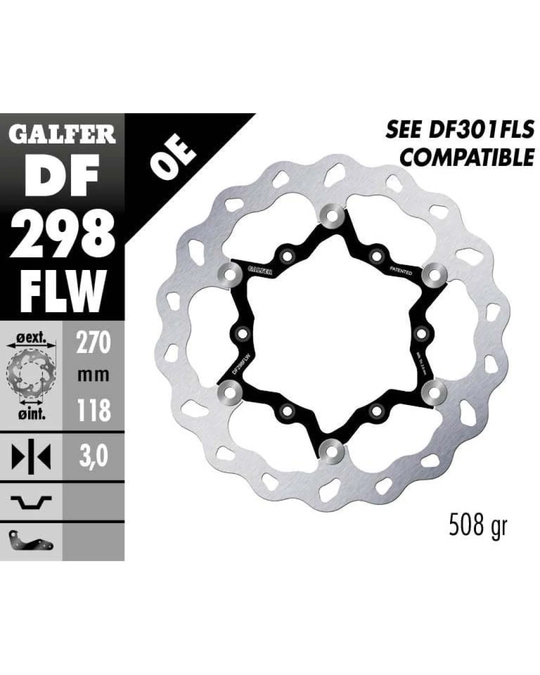 Плаващ заден спирачен диск Galfer WAVE FLOATING (C. STEEL) 270x3mm DF298FLW