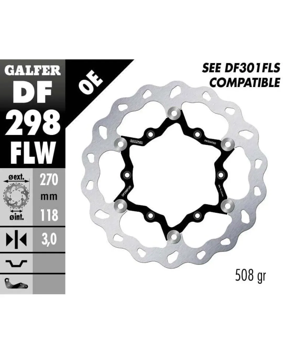 Плаващ заден спирачен диск Galfer WAVE FLOATING (C. STEEL) 270x3mm DF298FLW