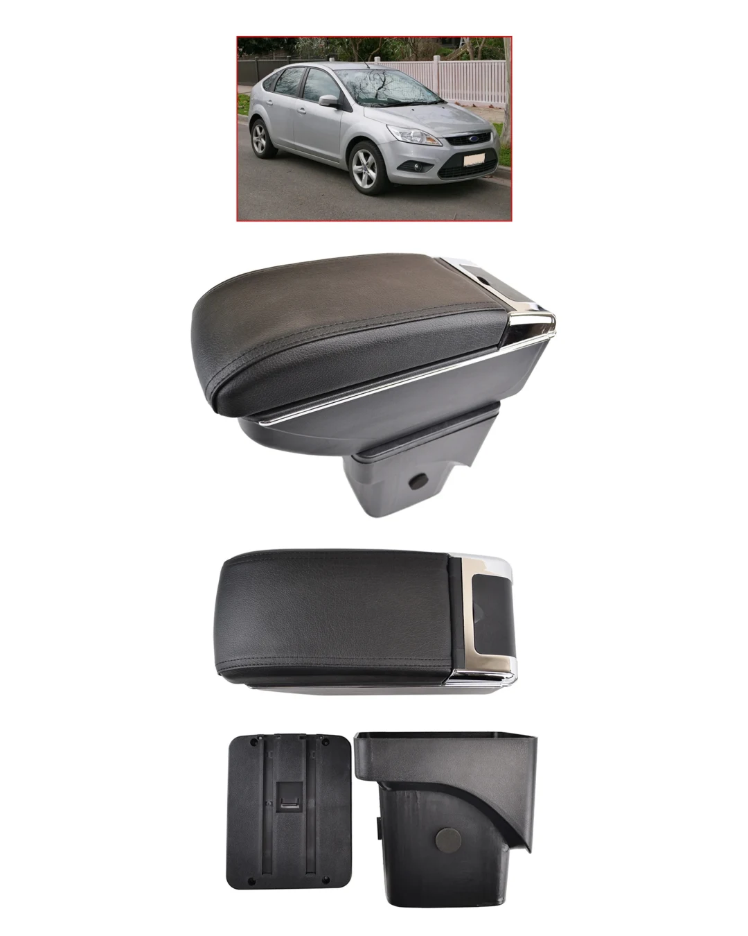 Подлакътник барче за Ford Focus MK2 2005–2011 - Еко кожа – Черен