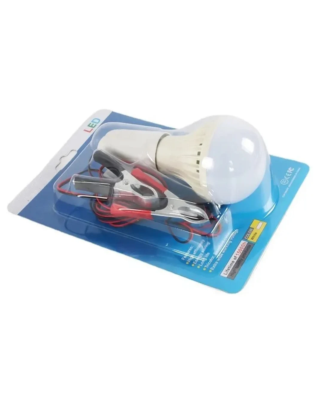 Подвижна работна LED лампа с щипки кабел и ключ 12V 9W