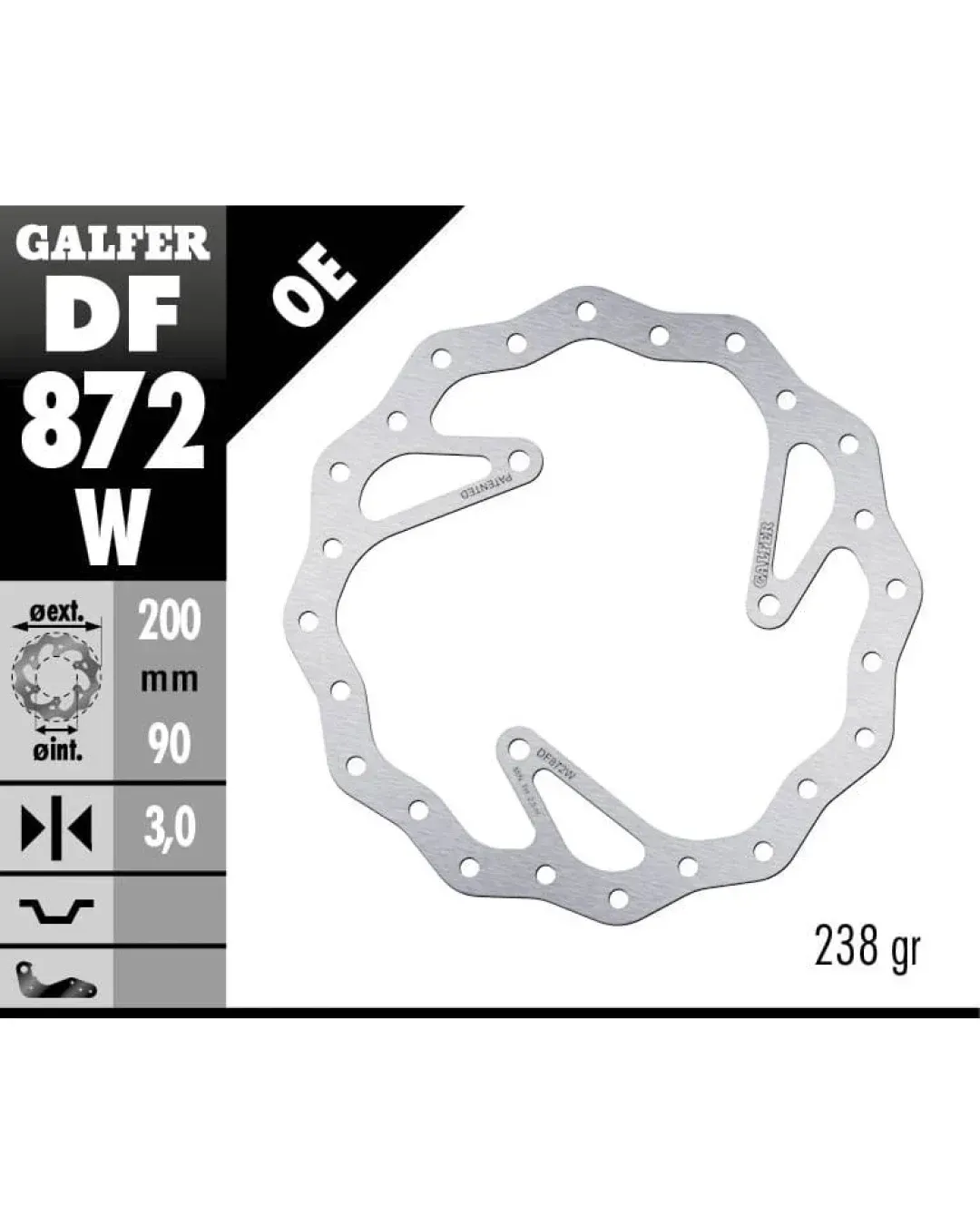 Преден спирачен диск Galfer BRAKE TRACK WAVE 200x3mm DF872W