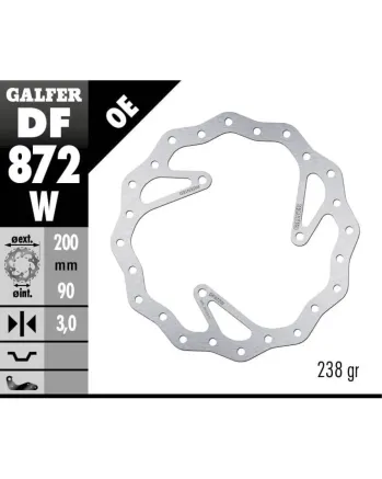 Преден спирачен диск Galfer BRAKE TRACK WAVE 200x3mm DF872W