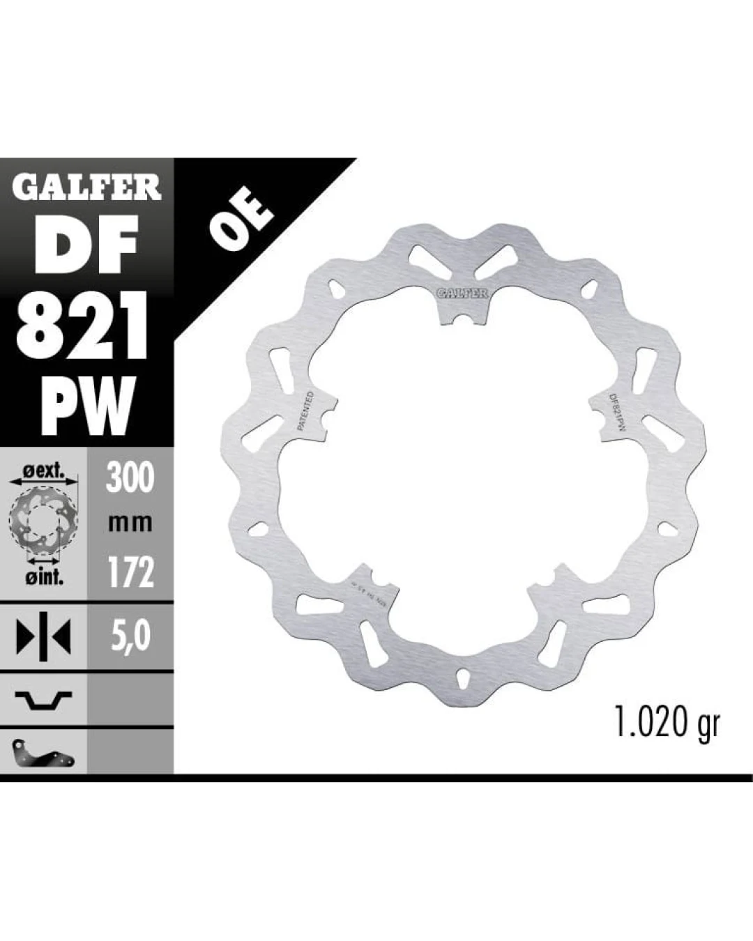 Преден спирачен диск Galfer BRAKE TRACK WAVE 300x5mm DF821PW