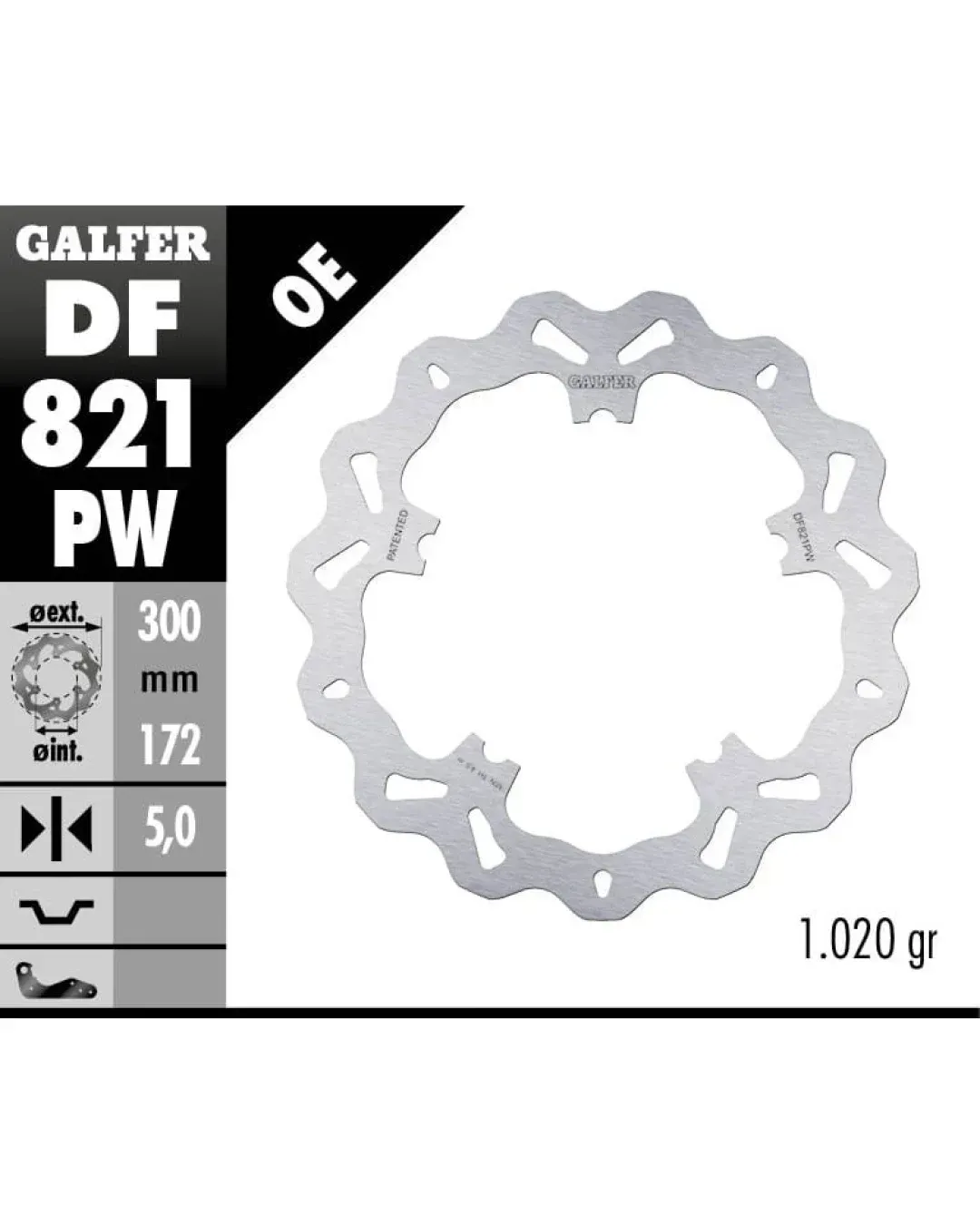 Преден спирачен диск Galfer BRAKE TRACK WAVE 300x5mm DF821PW