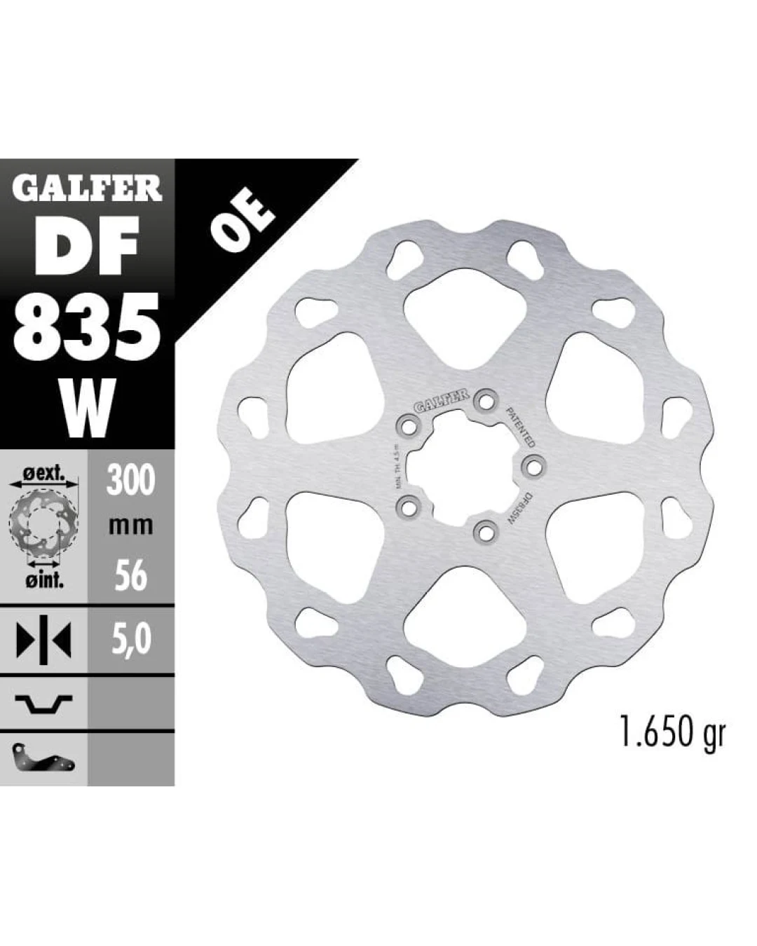 Преден спирачен диск Galfer BRAKE TRACK WAVE 300x5mm DF835W