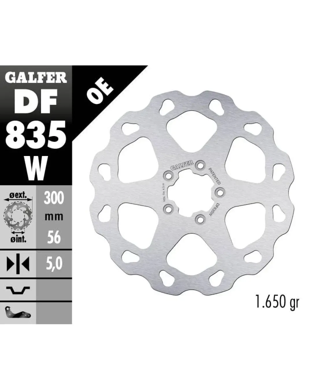 Преден спирачен диск Galfer BRAKE TRACK WAVE 300x5mm DF835W