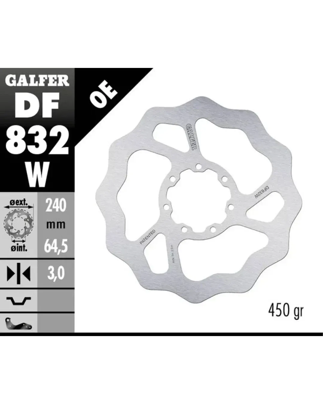 Преден спирачен диск Galfer DISC WAVE FIXED 240x3mm DF832W