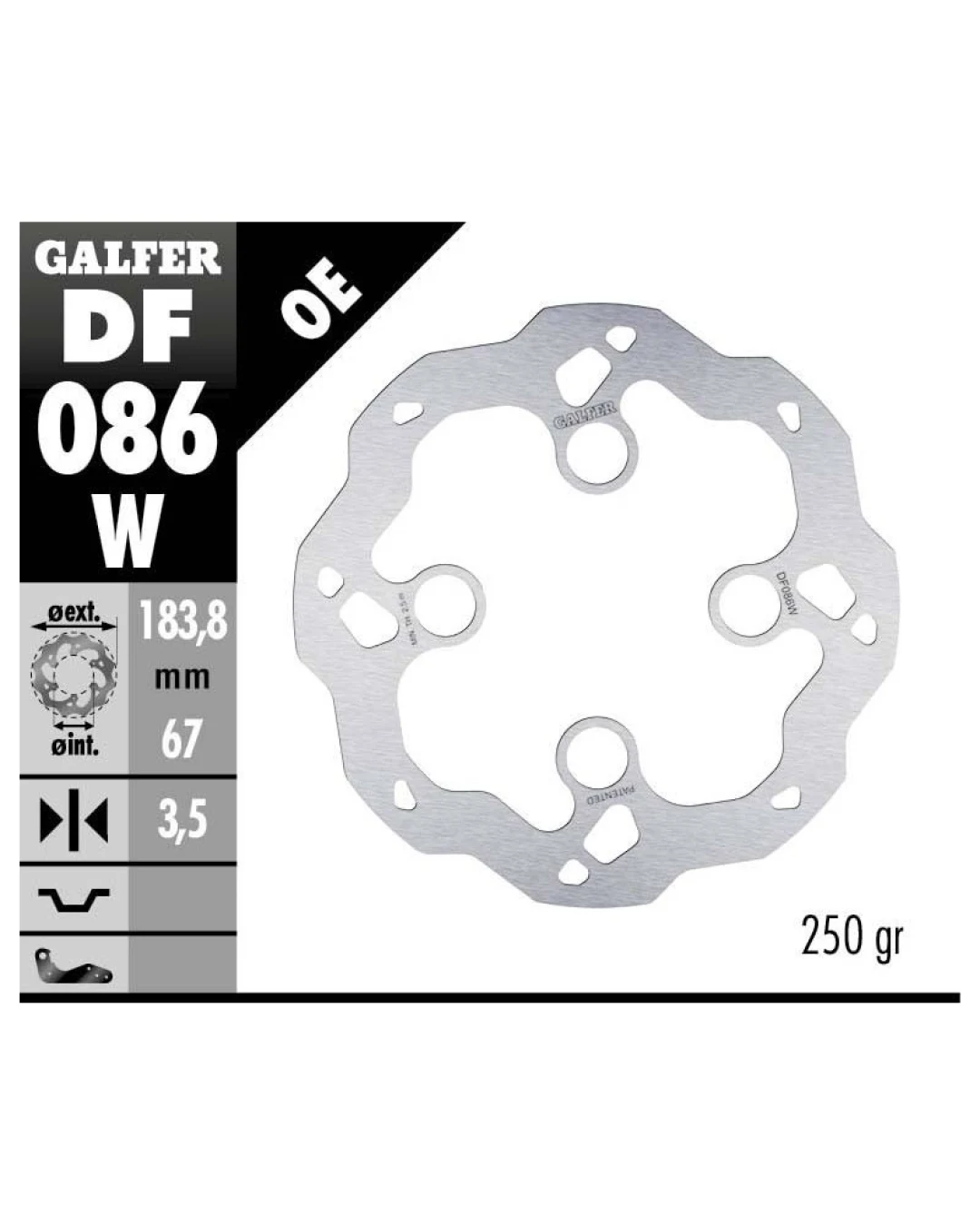 Преден спирачен диск Galfer WAVE FIXED 183.8x3mm DF086W