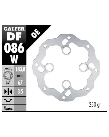 Преден спирачен диск Galfer WAVE FIXED 183.8x3mm DF086W