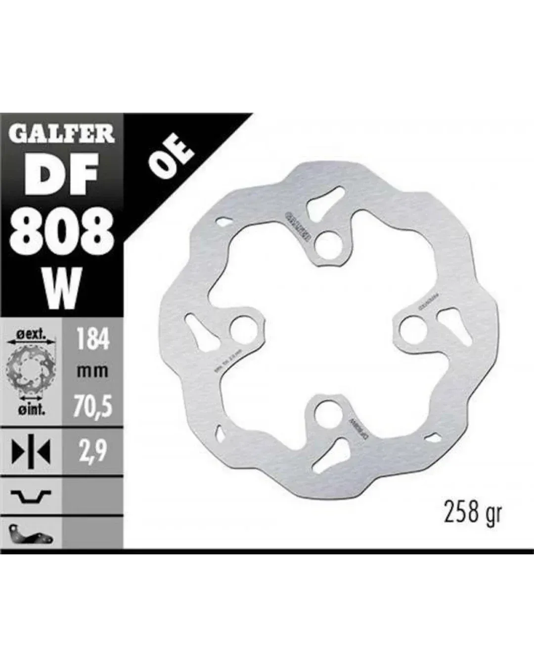 Преден спирачен диск Galfer WAVE FIXED 184x2,9mm DF808W