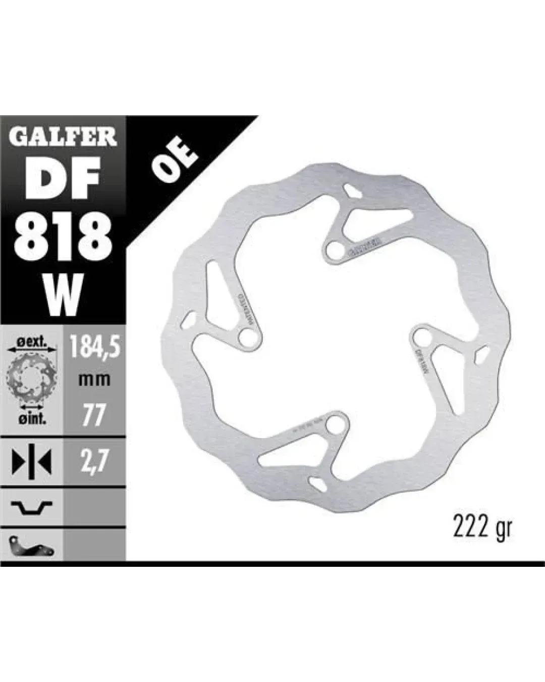 Преден спирачен диск Galfer WAVE FIXED 185x2,7mm DF818W