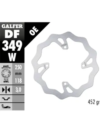 Преден спирачен диск Galfer WAVE FIXED 250x3mm DF349W