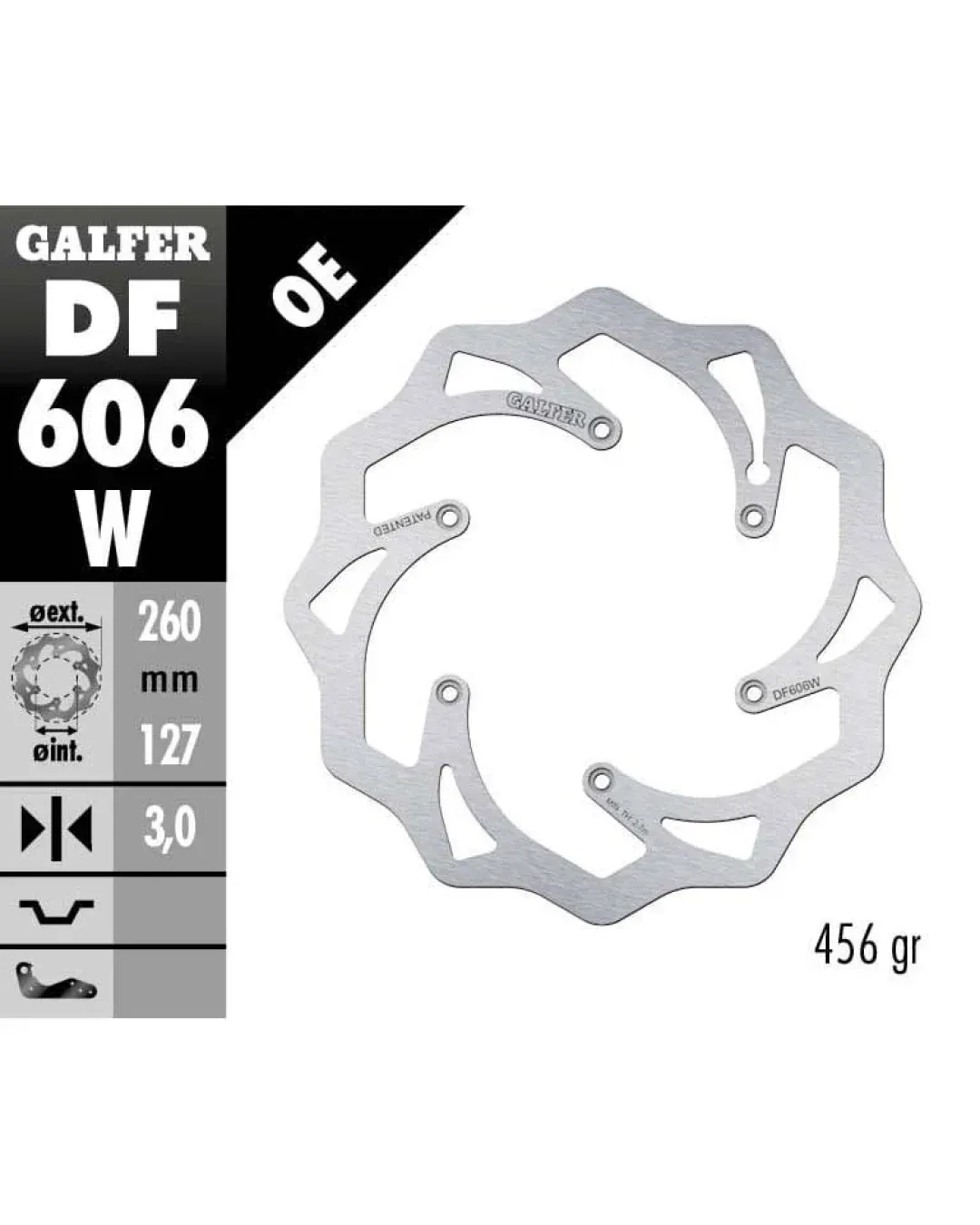 Преден спирачен диск Galfer WAVE FIXED 260x3,2mm DF606W