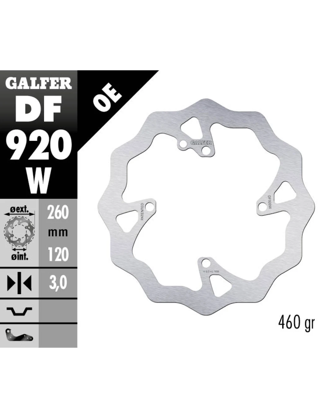 Преден спирачен диск Galfer WAVE FIXED 260x3mm DF920W