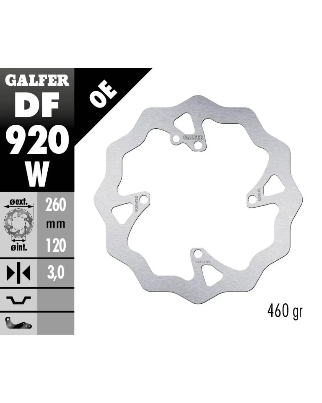 Преден спирачен диск Galfer WAVE FIXED 260x3mm DF920W