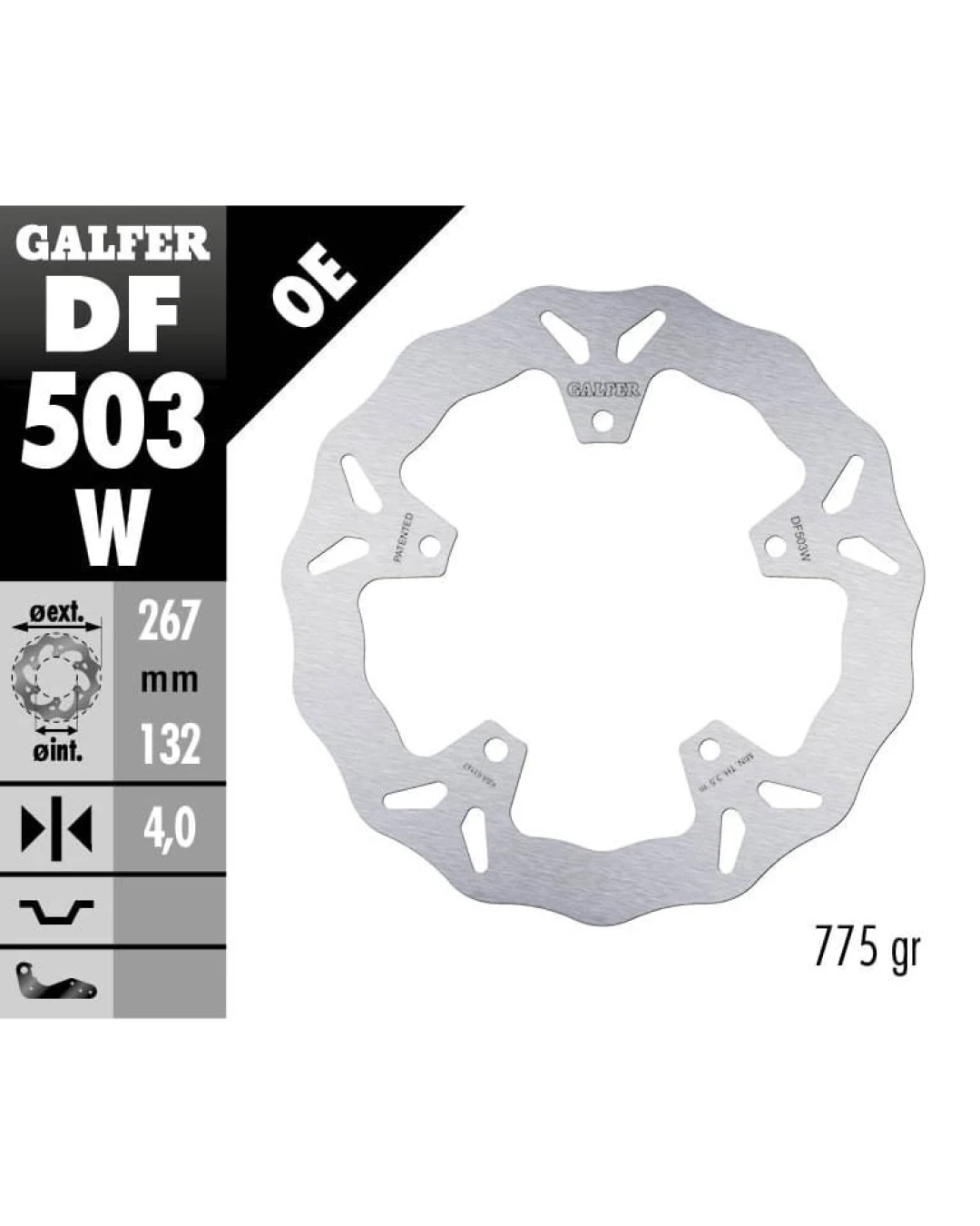 Преден спирачен диск Galfer WAVE FIXED 267x4mm DF503W