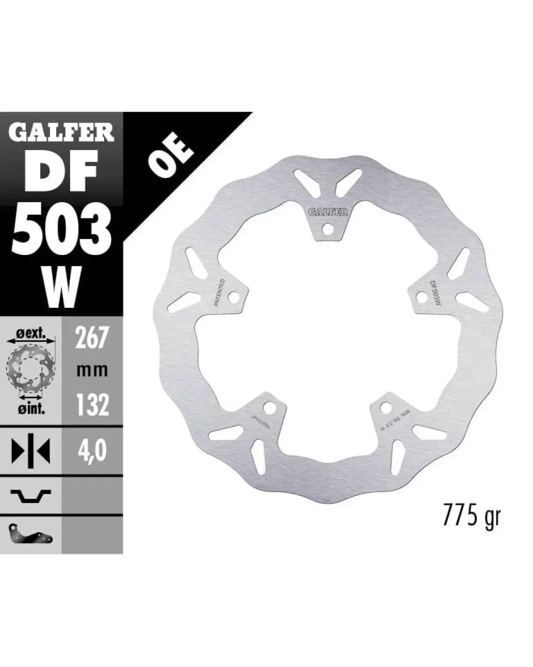 Преден спирачен диск Galfer WAVE FIXED 267x4mm DF503W