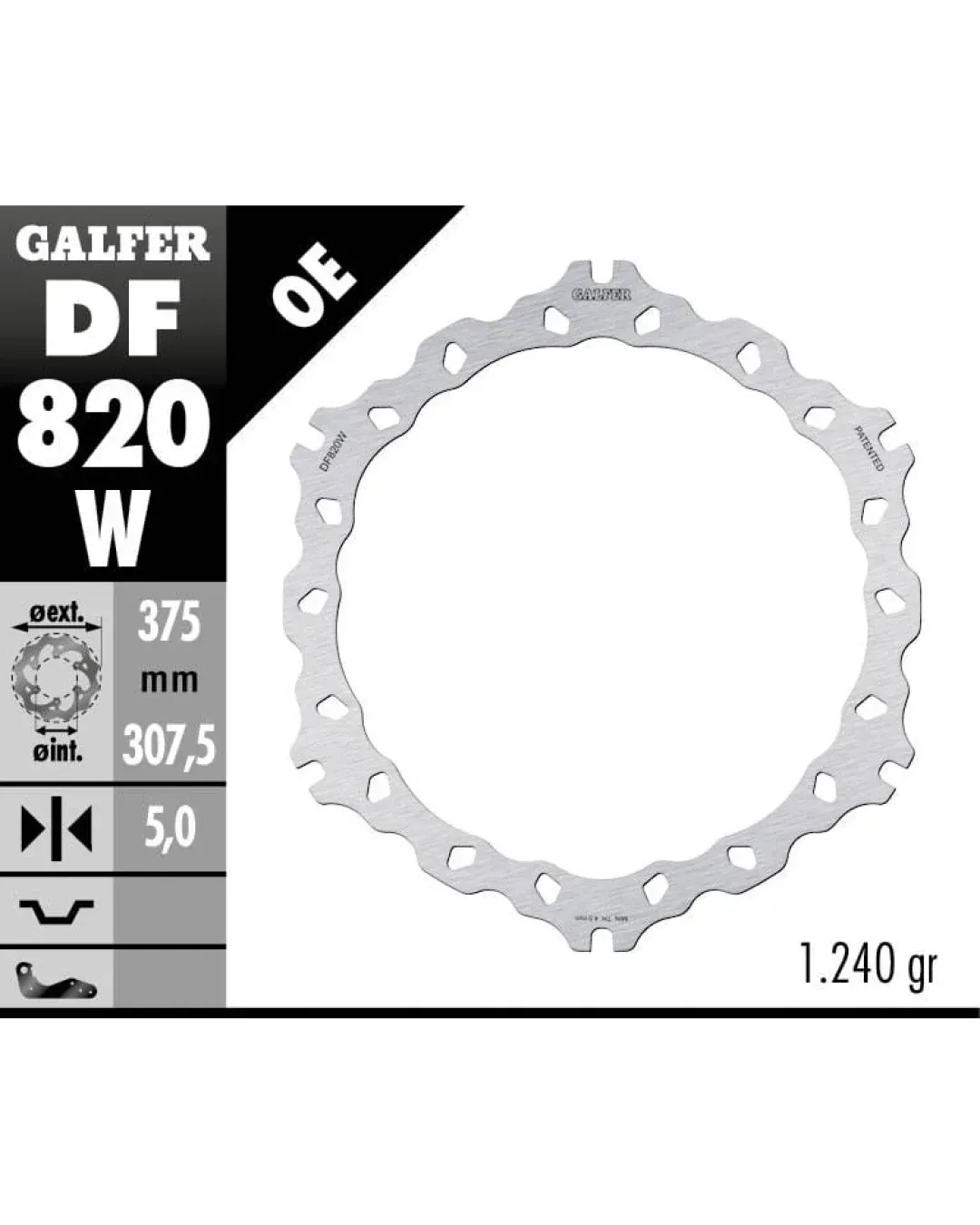 Преден спирачен диск Galfer WAVE FIXED 375x5mm DF820W