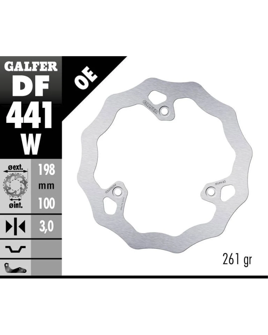 Преден спирачен диск Galfer WAVE FIXED  DISC WAVE FIXED 198x3mm DF441W